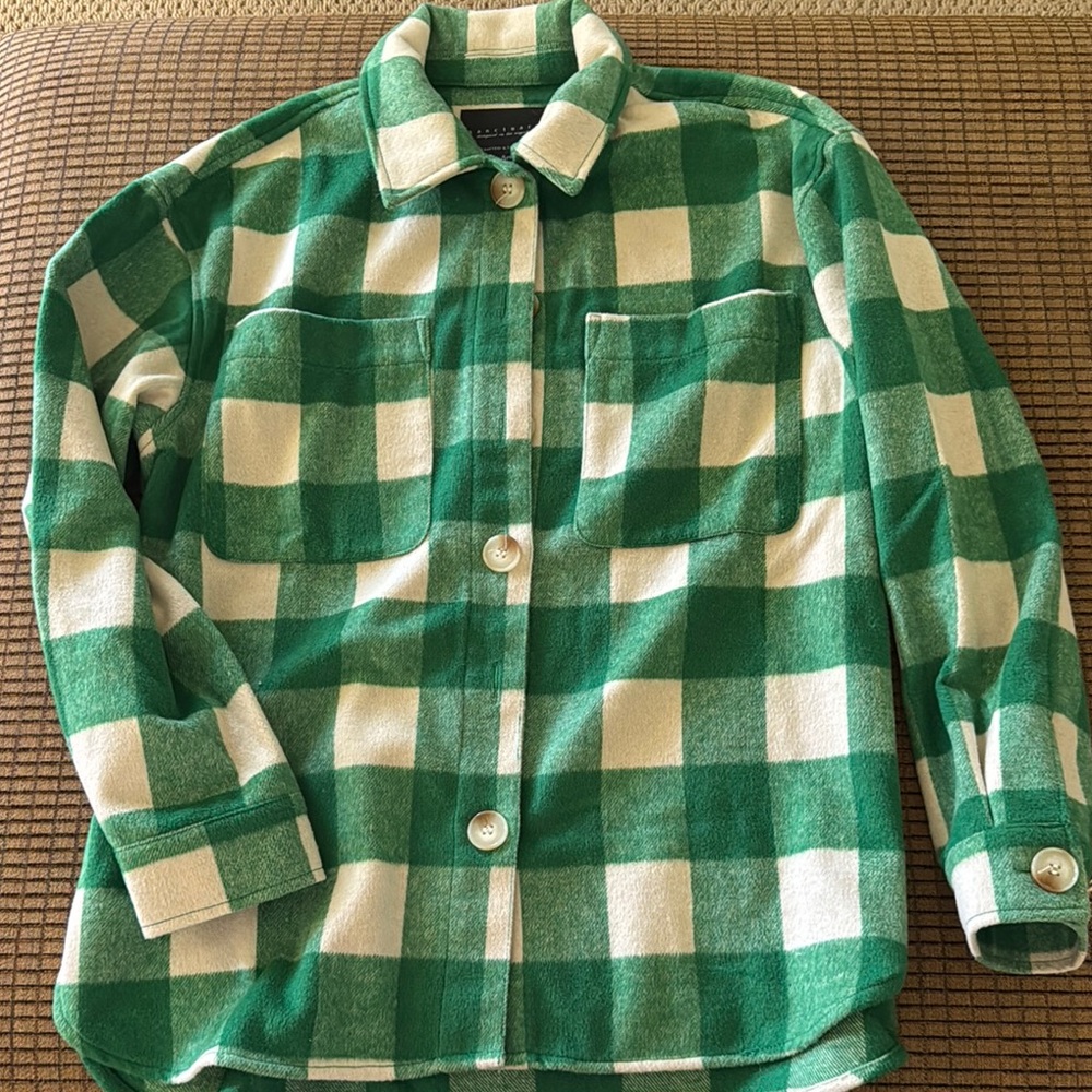 Sanctuary Green and White Plaid Button-Down Shirt